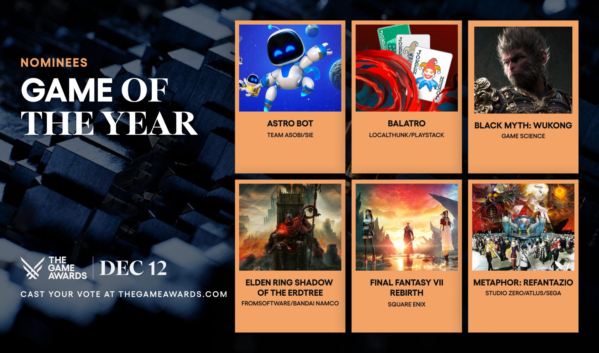 The Game Awards เปิดชื่อ 6 เกม เข้าชิงรางวัลใหญ่ Game of the Year ประจำปี 2024