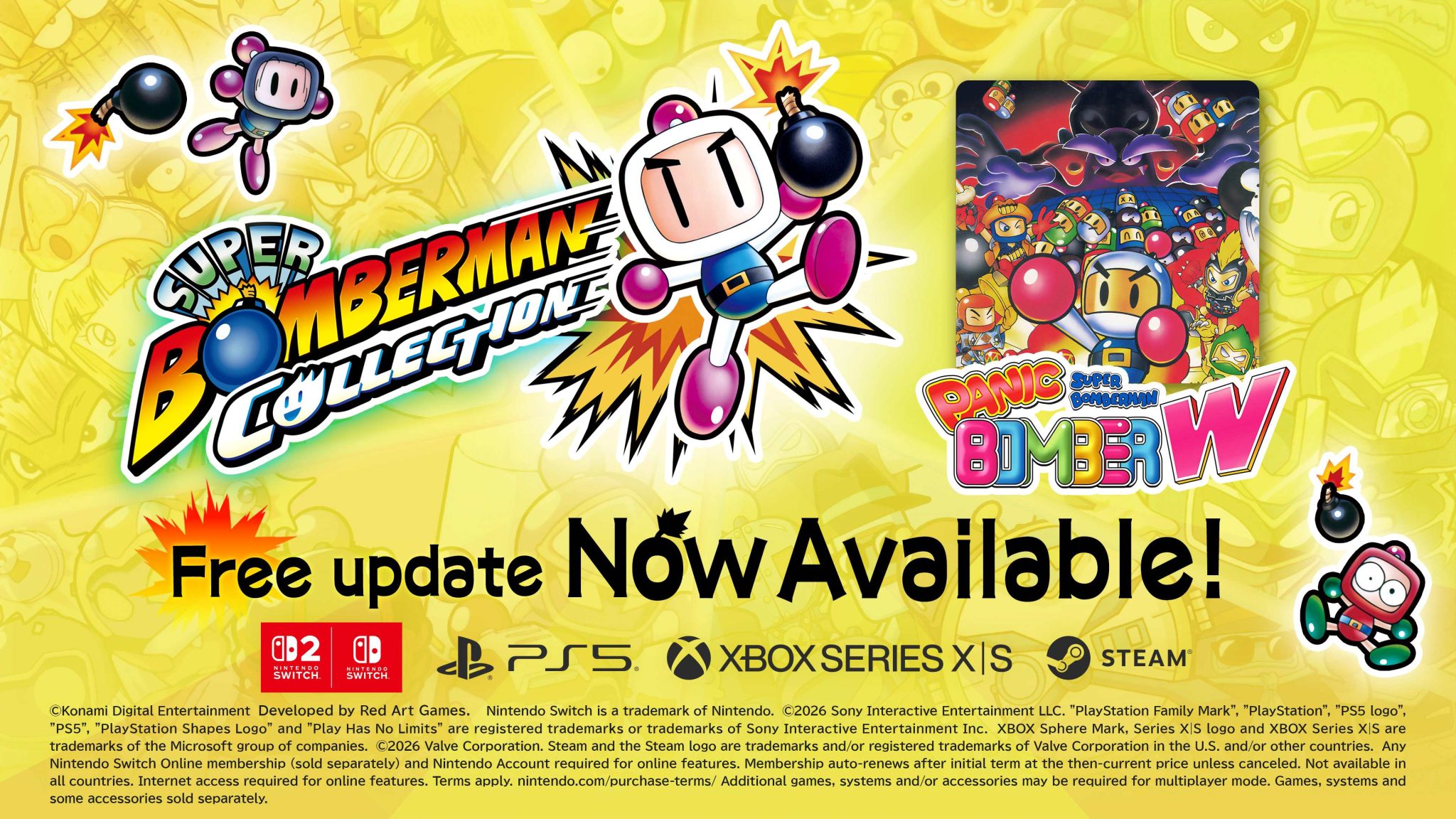 Panic Bomber W เข้าร่วมคอลเลกชัน Super Bomberman ในการอัปเดตฟรี